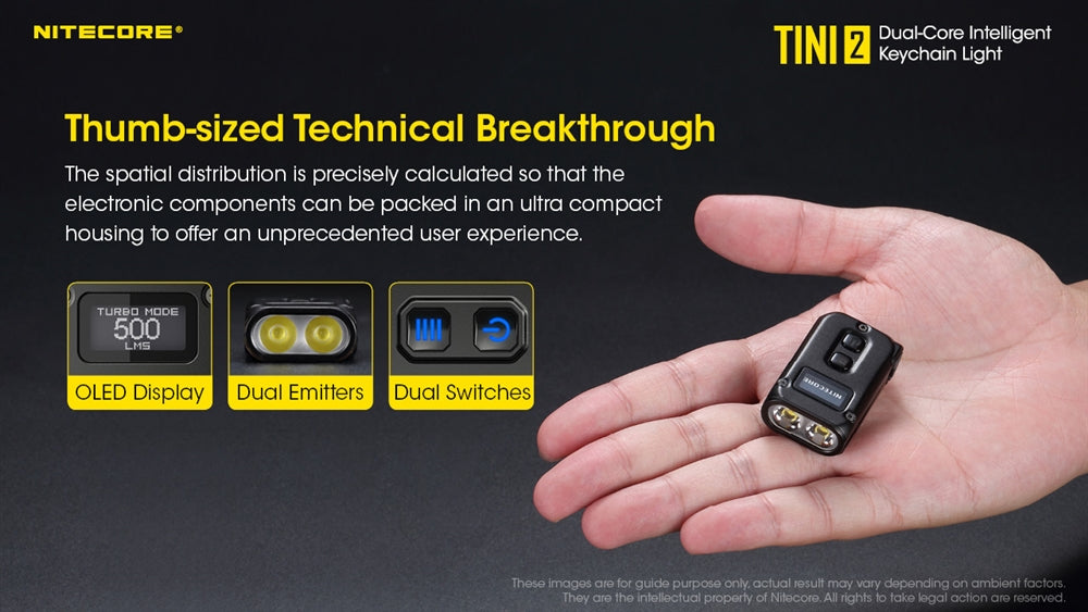 Nitecore TINI 2 500 Lumen USB-C Rechargeable Keychain Flashlight